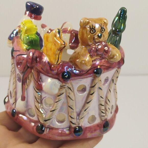 Christmas Votive Lusterware Finish Ceramic Tea Light Holder Candle Holder - Picture 15 of 15